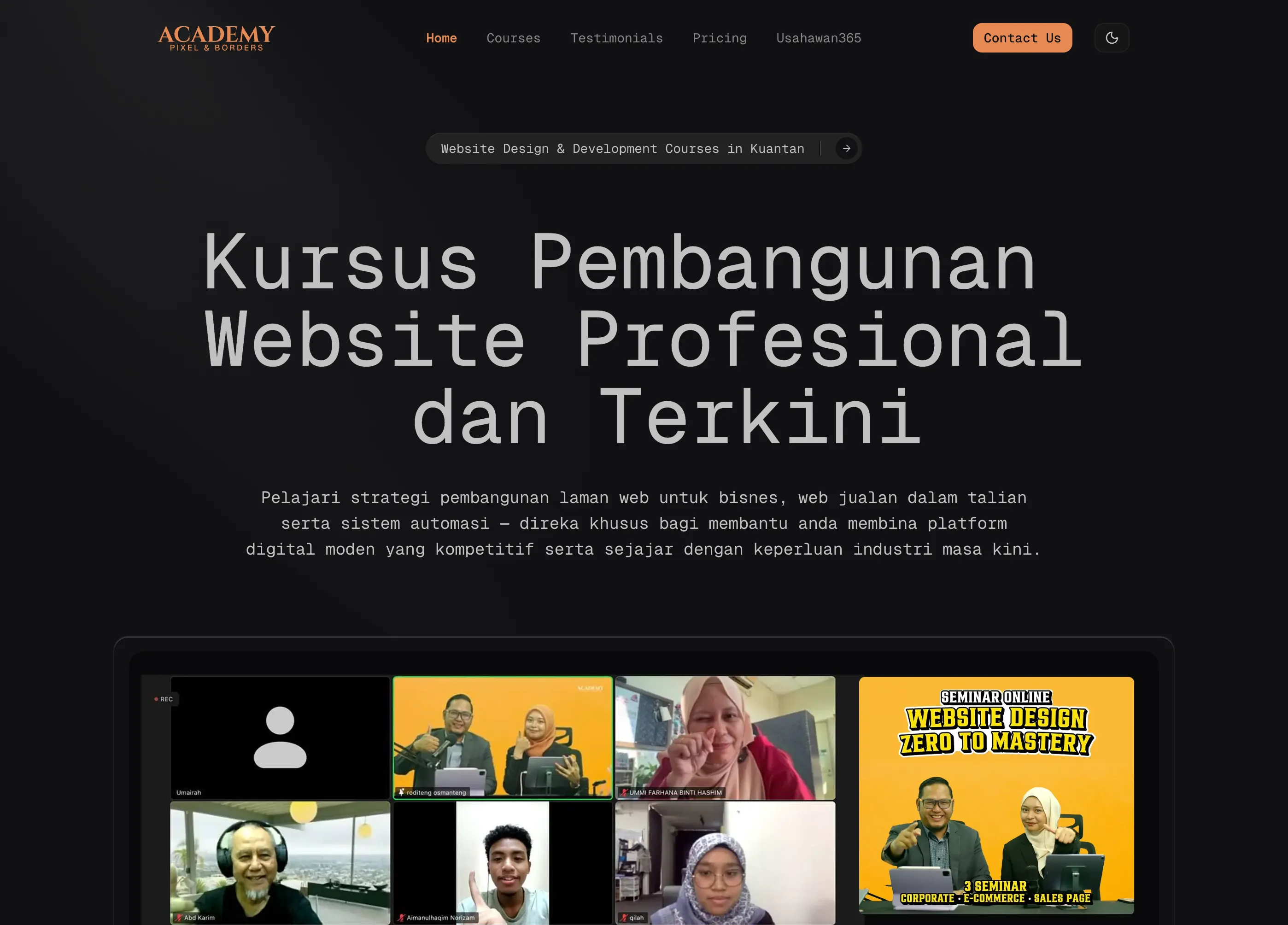 PB Academy website: website design and development courses in Kuantan