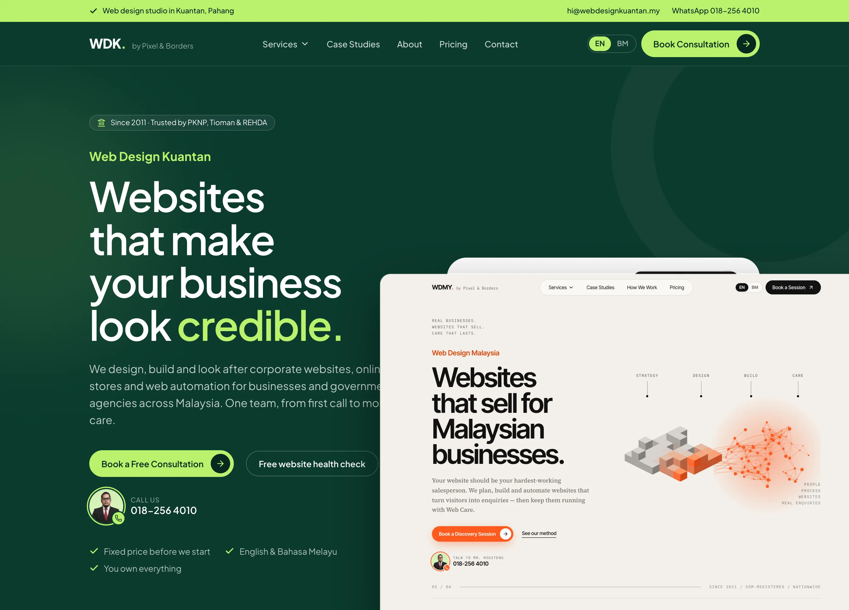 Home pages of Web Design Kuantan and Web Design Malaysia
